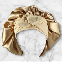 Load image into Gallery viewer, Gold Bow Tie Bonnet
