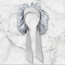 Load image into Gallery viewer, Silver Bow Tie Bonnet
