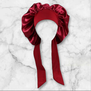 Wine Red Bow Tie Bonnet