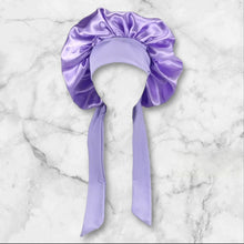 Load image into Gallery viewer, Purple Bow Tie Bonnet
