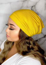 Load image into Gallery viewer, Mustard Yellow Satin Lined Beanie
