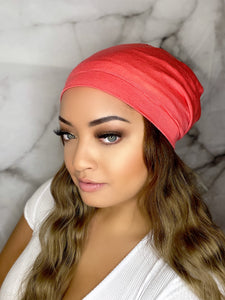 Coral Satin Lined Beanie
