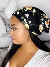 Load image into Gallery viewer, Beanie Bonnets - Black Daffodil Satin Lined Beanie
