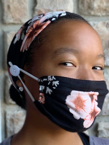 Headband And Mask Set - Black Petunia Headband And Mask Set