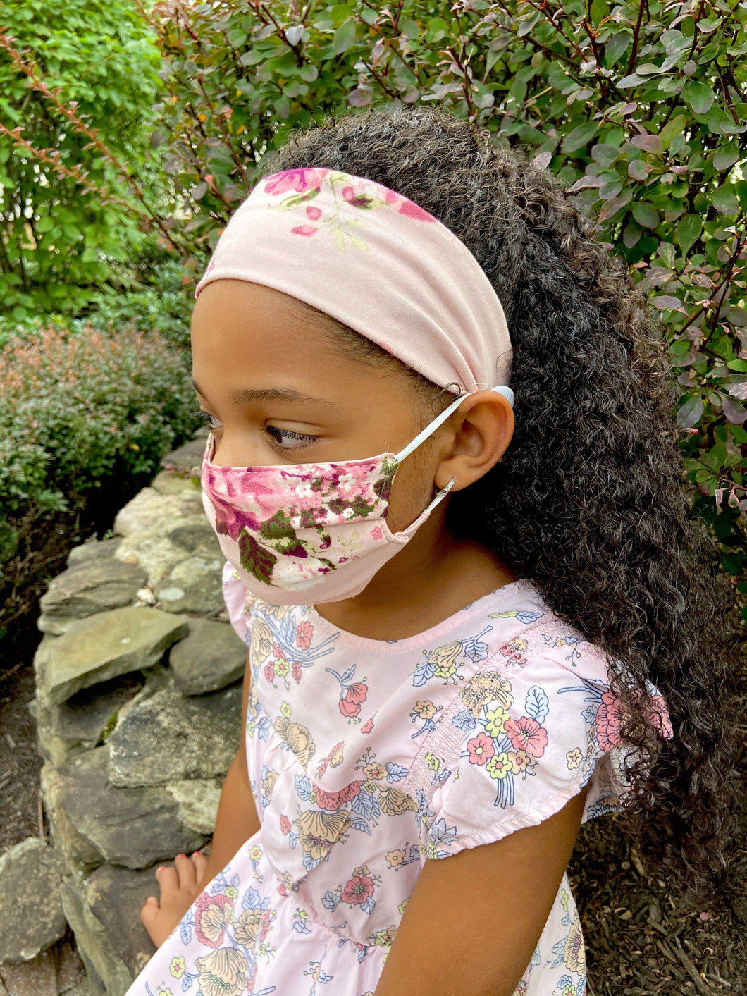 Headband And Mask Set - Children's Blush Rose Headband And Mask Set