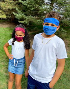 Headband And Mask Set - Children's Deep Red Tie-Dye Headband And Mask Set