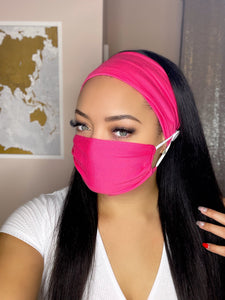 Headband And Mask Set - Hot Pink Headband And Mask Set