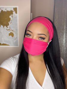 Headband And Mask Set - Hot Pink Headband And Mask Set