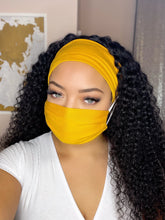 Load image into Gallery viewer, Headband And Mask Set - Mustard Headband And Mask Set
