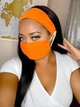 Load image into Gallery viewer, Headband And Mask Set - NEW! Orange Headband And Mask Set
