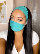 Load image into Gallery viewer, Headband And Mask Set - NEW! Teal Blue Headband And Mask Set
