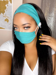 Headband And Mask Set - NEW! Teal Blue Headband And Mask Set