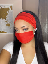 Load image into Gallery viewer, Headband And Mask Set - Poppy Red Headband And Mask Set

