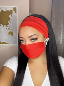 Headband And Mask Set - Poppy Red Headband And Mask Set