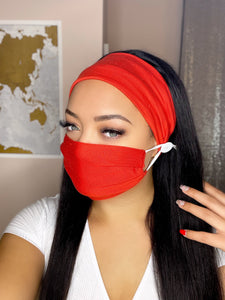 Headband And Mask Set - Poppy Red Headband And Mask Set