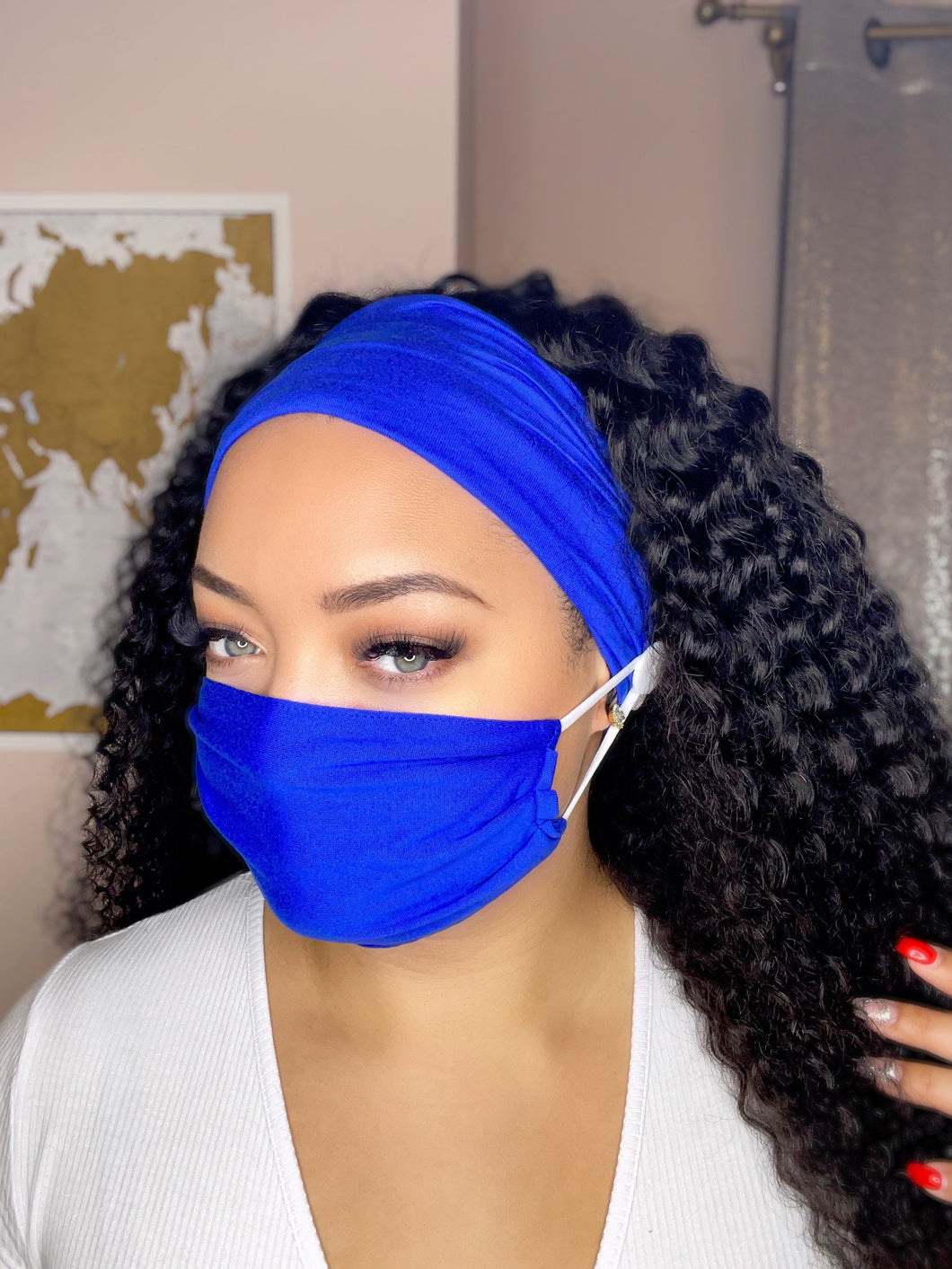 Headband And Mask Set - Royal Blue Headband And Mask Set