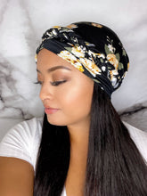 Load image into Gallery viewer, Headwraps - Black Daffodil Headwrap

