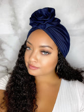 Load image into Gallery viewer, Turbans - Navy Flower Turban
